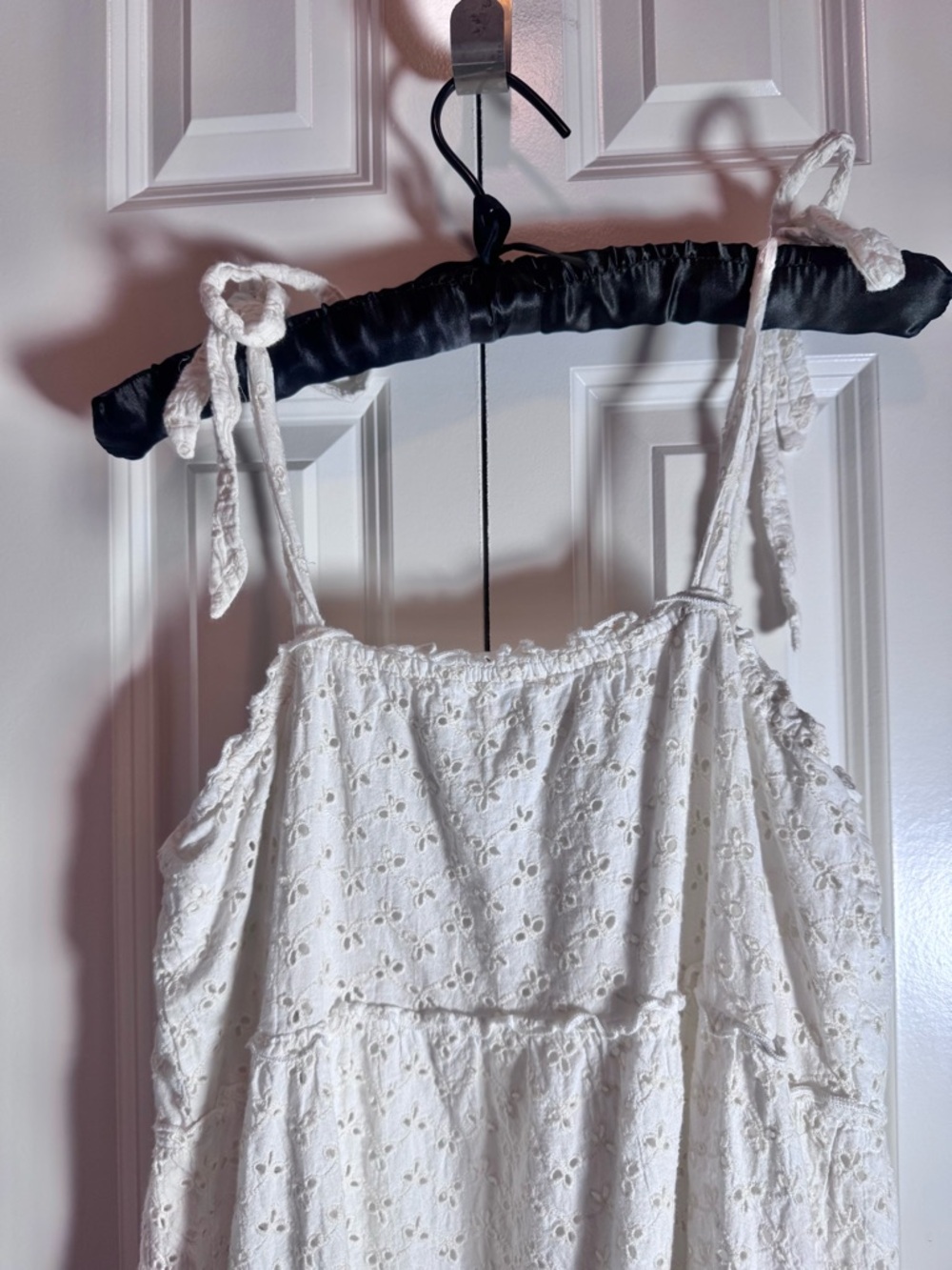 Altar'd State White Eyelet Mini Dress Large Tie Strap Summer Boho - Picture 5 of 10